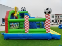 Structure gonflable de football commerciale avec toboggan, thème football, château gonflable pour enfants