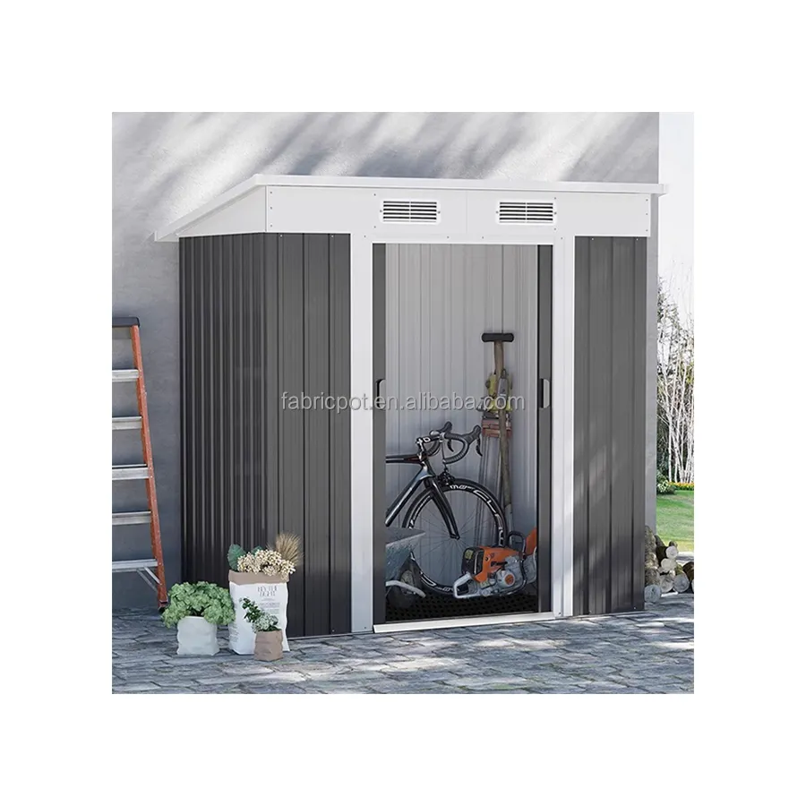 Eco Friendly 6'x4' Steel Shed Flat Pack Garden Sheds Outdoor Metal Frame Backyard Storage Sheds