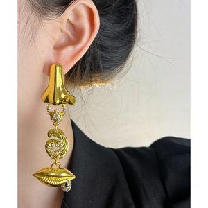 Pendientes <span class=keywords><strong>de</strong></span> gota <span class=keywords><strong>de</strong></span> orejas <span class=keywords><strong>de</strong></span> <span class=keywords><strong>boca</strong></span> <span class=keywords><strong>de</strong></span> nariz Vintage Medieval para mujer pendientes <span class=keywords><strong>de</strong></span> cara humana <span class=keywords><strong>de</strong></span> estilo francés pendiente asimétrico <span class=keywords><strong>de</strong></span> alta resistencia (ES537) - Product Image 4