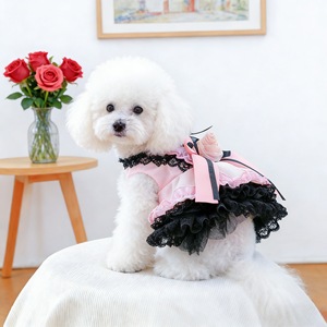 ชุดกระโปรงสีดำชมพูสำหรับสุนัขตัวเล็ก สไตล์เจ้าหญิง ใส่ได้ทุกฤดู - Product Image 3