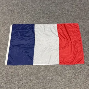 Bandeiras francesas promocionais por atacado 4x6 FT Cor Viva 100D Poliéster de alta qualidade para eventos esportivos de futebol