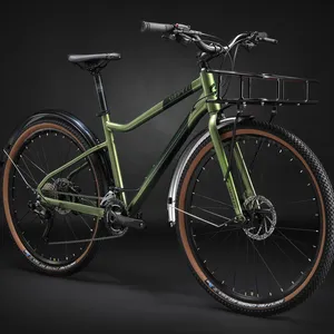 SUNPEED-Bicicleta de ciudad clásica para mujer, bici con cesta, color verde pistacho