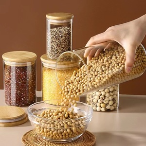 Đa Chức Năng Thủy Tinh Thực Phẩm Lưu Trữ Lọ Với Nắp Tre Con Dấu Cho Các Gia Vị Container Nhà Bếp Thiết Yếu Lưu Trữ & Container - Product Image 4
