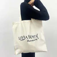 Sacola de sacola reutilizável de algodão, grande branco liso de lona de algodão personalizada com logotipo impresso personalizado