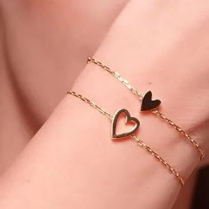 Conjunto de Dos Piezas de Pulsera Ajustable y Colgante con Forma de Corazón para Mujer, Estilo Moderno, Amor y <span class=keywords><strong>Amistad</strong></span> - Product Image 1