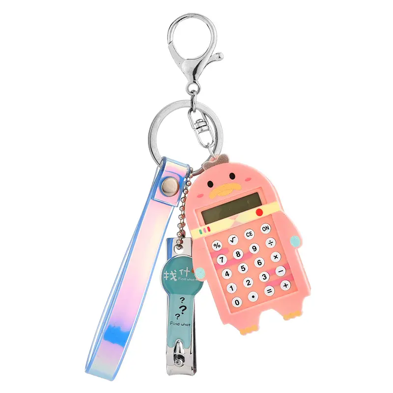 FanYue – porte-clés de ciseaux à ongles créatifs de dessin animé kawaii, fournitures scolaires, mini calculatrice pour étudiants, porte-clés 2022
