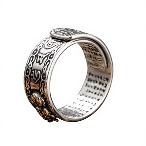 Bague unisexe en verre 99 avec Pixiu, Taotie, Sutra du Cœur et Mantra à six mots - Vente directe - Product Image 3