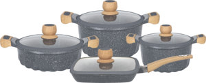 Ensemble d'ustensiles de cuisine antiadhésifs de haute qualité, 8 pièces, casseroles modernes <span class=keywords><strong>en</strong></span> marbre compatibles avec <span class=keywords><strong>le</strong></span> <span class=keywords><strong>verre</strong></span> et l'aluminium pour <span class=keywords><strong>le</strong></span> <span class=keywords><strong>gaz</strong></span> - Product Image 5