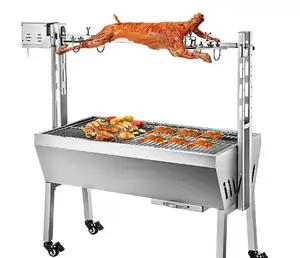 Factory Direct Price Large Roaster Pig Lamb BBQ Spit Rotisserie Grill Trolley Grill Charcoal