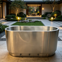 Baignoire autoportante moderne ovale en acier inoxydable aspect cuivre, baignoire à glace portable pour la récupération des athlètes et le fitness à domicile