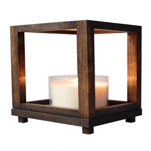Lanterne à bougie artisanale en bois de style farmhouse avec panneaux en verre et impression personnalisable pour la décoration intérieure/extérieure - Product Image 6