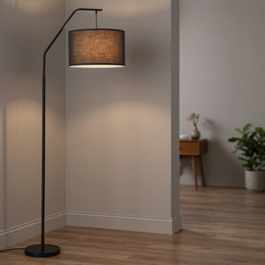 Lampe sur pied noire moderne, lampe sur pied à arc réglable, lampe de lecture à douille pour salon, chambre à coucher - Product Image 2