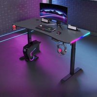 Bureau de haute qualité PC Table Led lumière Rgb ordinateur bureau de jeu pour jeu à domicile bureau de travail en acier