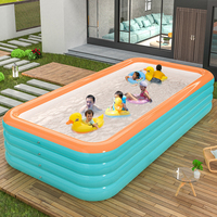 Extra Großer Verdickter PVC Aufblasbarer Swimmingpool Umweltfreundlich Langlebig Grün Orange Heim Outdoor Familie Kinder Tragbar
