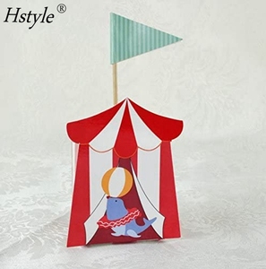 50 pcs/pack Vie Créative 50 pièces Animal de <span class=keywords><strong>Cirque</strong></span> Boîtes À Bonbons Boîte Cadeau avec Drapeau pour la Fête De Mariage Voyage Événements Thématiques SD419 - Product Image 6