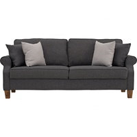 Sofá de 3 Plazas Nuhoom Sophisticated Buckram Fabric IMPALA con Patas de Roble Malayo, Diseño Clásico Moderno, Respaldo Acolchado Enrollado para Sala de Estar