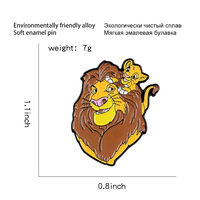 Broche en métal plaqué pour sac à dos en toile, accessoire de cinéma et de télévision HZ, motif petit Roi Lion Simba mignon pour étudiants