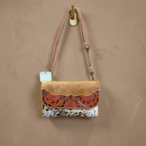 High Quality Genuine Leather Floral Bohemian Fashion Crossbody Sling <b>Bag</b> with Western Style and <b>Long</b> Tassel - Product Image 2