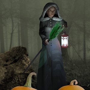 Balai de sorcière miniature détachable de 90 cm en gaze, accessoire de cosplay pour fête, décoration d'Halloween et de fêtes - Product Image 3