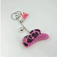 Pendentif scintillant en strass motif léopard rose avec pompons, ornement suspendu de haute qualité, porte-clés le plus vendu