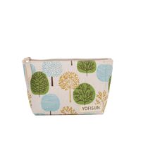 Tas Makeup Kanvas Motif Huruf Gaya Internasional Kapasitas Sedang, Organizer Genggam, Dompet Koin Resleting Bermotif, Tempat Pensil Pelajar