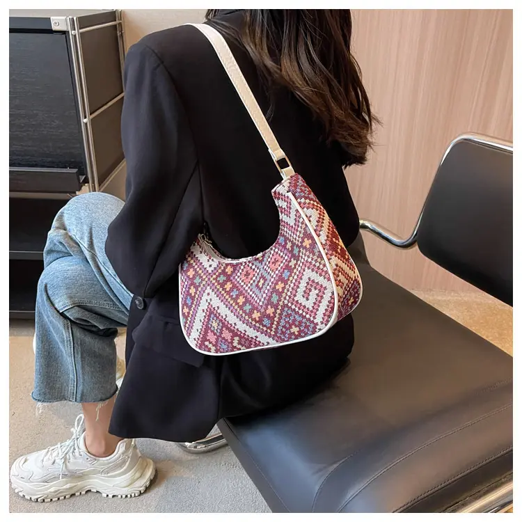 National Style Canvas Women Shoulder Bag Handbag Cotton Tote Custom Tote Underarm Bags Female Hand And Shoulder New Fashion Bags