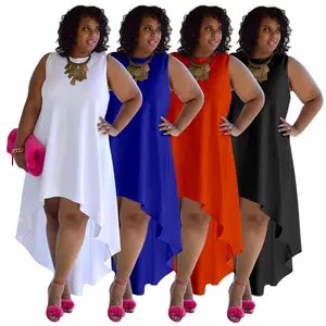 trending products 2024 new arrivals Fashionable plus size sleeveless sexy round neck comfortable casual dress