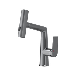 Single Handle Basin Faucet With Pull Out <b>Spray</b> Ceramic Valve Core Deck <b>Mounted</b> Single Hole Faucet - Product Image 2
