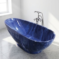 Vente flash : Baignoire ovale en acrylique bleu pour adultes, fabriquée en Chine, baignoires autoportantes