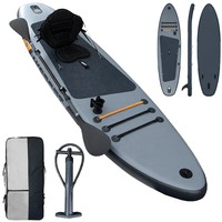 Planche à pagaie gonflable AKSPORT 11 en PVC, système à 3 ailerons, extra large (34 pouces), pont antidérapant, pour adultes, lac, océan, yoga, pêche