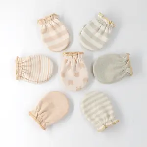 0-6M Neugeborene Baby handschuhe Streifen punkte Säuglings handschuhe Voll finger Anti-Grab Kinder Baumwoll handschuhe Four Seasons Mitten