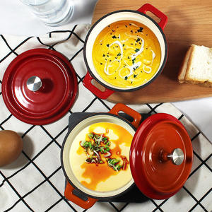 핫 세일 에나멜 도금 네덜란드 오븐 조리기구 <span class=keywords><strong>10</strong></span>/14cm 레드 더블 핸들 주철 깊은 냄비 미니 논스틱 수프 냄비 요리 냄비 - Product Image 5