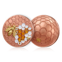 Pièce de monnaie en cuivre plaqué or 999 de 1 oz, motif abeille, en relief, colorée, commémorative