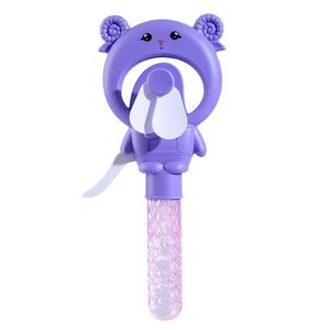 Handheld Mini Fan Bubble Wand Purple Bear Shape For Kids Toy Gift Office Dorm Use Plastic <b>Material</b> Unisex 2 To 4 Years - Product Image 1