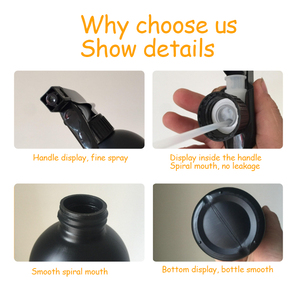 500ml 17Oz làm tóc phun chai rỗng bơm lại Mist chai tùy chỉnh HDPE Matte nhựa đen bơm lại phun chai - Product Image 3