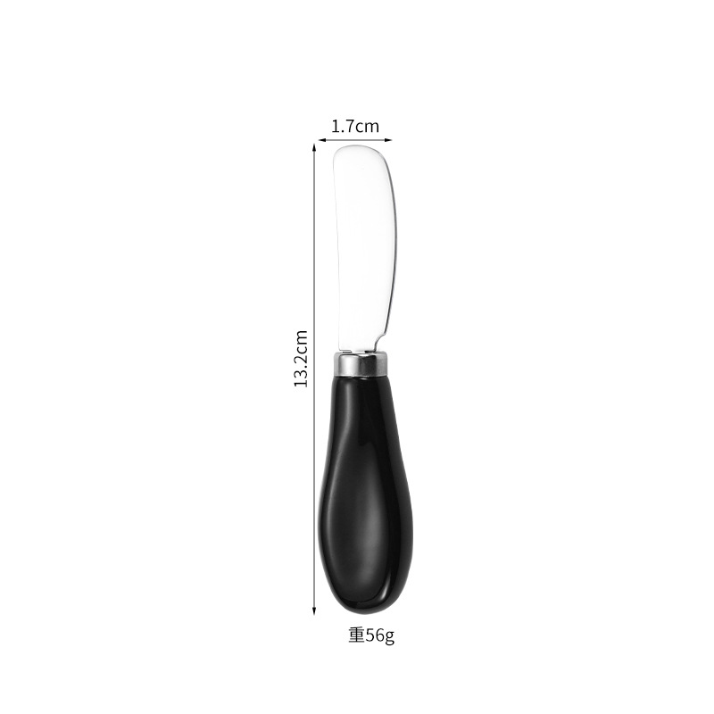 Cuchillo para mantequilla con mango de cerámica negra, acero 430.