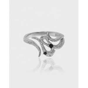 Anello regolabile in zircone in argento Sterling 925 serie di calamari con Texture - Product Image 2