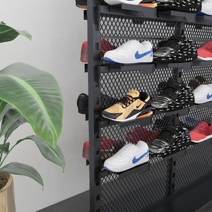 Metal özelleştirilmiş siyah toz boya çift taraflı ayakkabı rafı vitrin rafı ayakkabı raflı - Product Image 4