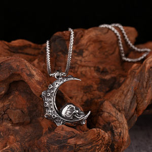 Collana con Ciondolo Teschio e Falce della Morte in Acciaio Inossidabile, Gioiello Gotico Punk alla Moda, Gioielleria Vintage da Uomo - Product Image 5