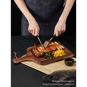 Plateau à steak en bois de noyer noir, plateau à pizza rond durable, planche à découper pour la cuisine occidentale, utilisation pour les fêtes - Product Image 3