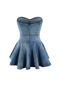 Nuovi Arrivi: Abito Corto Estivo da Donna, Sexy Mini Abito Elasticizzato Senza Maniche, Vestito in Denim a Tubo - Product Image 4