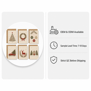 Ensemble de cartes de vœux de Noël avec 6 motifs, enveloppe en kraft, style aquarelle, cartes de fêtes traditionnelles - Product Image 5
