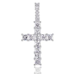 Mini Baguette Croce Pendente Della Collana con la Catena libera <span class=keywords><strong>Oro</strong></span> Argento Piazza AAA Zircone Cubico antico croce Hip hop Roccia Gioielli - Product Image 6