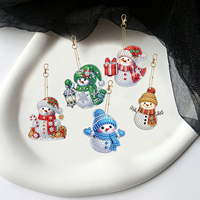 Kit de mosaïque diamantée DIY pour porte-clés de Noël, ornement suspendu, pendentif décoratif en strass, motif dessin animé