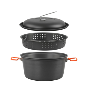 <span class=keywords><strong>Set</strong></span> di Pentole da Campeggio in Lega di Alluminio per 2-3 Persone - Pentola da 5L con Coperchio in Acciaio Inox, Resistente e Leggero per Escursionismo e Frittura - Product Image 1