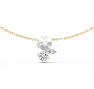 Collar con colgante de diamante talla pera en forma de Y, de oro macizo de 14K, con diseño de enredadera botánica, colgante colgante en cascada, de diamante cultivado en laboratorio, llamativo y de alta joyería - Product Image 1