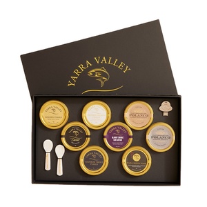 custom luxury velvet caviar gift set tin packaging gift box