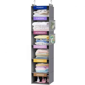 Organizador de Armario Colgante Semanal de 6 Estantes con 2 Ganchos Resistentes, Ahorra Espacio para el Dormitorio, Plegable - Product Image 5