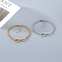 Bracelet cubain unisexe AFXSION tendance, design de niche, chaîne électroplaquée, en acier inoxydable, nœud d'amoureux, cadeau idéal