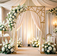 Décoration et fournitures de mariage : Arche décorative durable, moderne et simple, en métal doré géométrique, pour toile de fond carrée